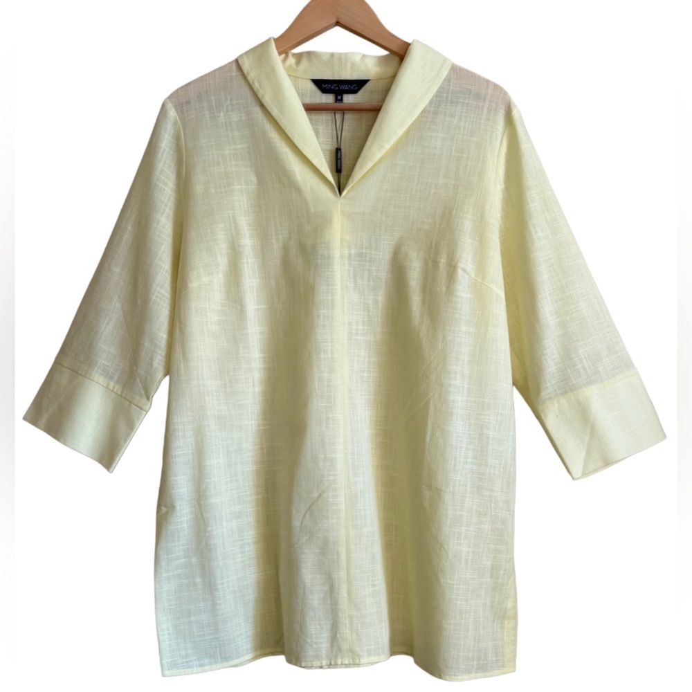 MING WANG 100% Cotton Preppy Lightweight Minimalist Lagenlook Chic Tunic M NWT - Picture 4 of 11